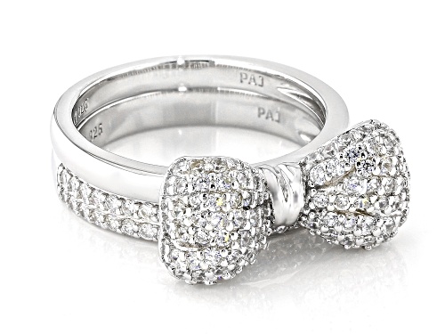 Bella Luce® 2.18ctw White Diamond Simulant Rhodium Over Sterling Silver Bow Ring Set(1.32ctw DEW) - Size 7