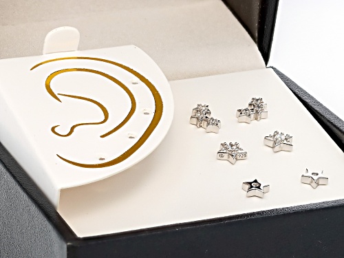 Bella Luce® 0.22ctw White Diamond Simulant Platinum Over Sterling Silver Boxed Star Earring Stud Set