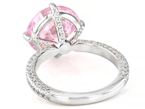 Bella Luce® 12.70ctw Pink And White Diamond Simulants Rhodium Over Sterling Silver Ring(7.69ctw DEW) - Size 9