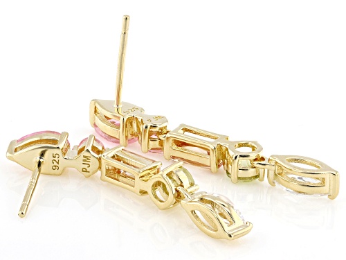 Bella Luce® 4.45ctw Peridot, Pink, Champagne, And White Diamond Simulants Eterno™ Yellow Earrings