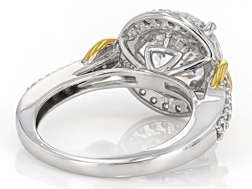 Bella Luce® 6.85ctw White Diamond Simulant Rhodium Over Sterling Silver And Eterno™ Yellow Ring - Size 7