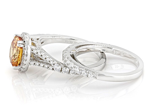 Bella Luce® 4.67ctw Champagne And White Diamond Simulants Rhodium Over Sterling Silver Ring Set - Size 7