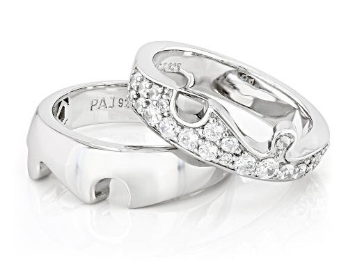 Bella Luce® 1.13ctw White Diamond Simulant Rhodium Over Sterling Silver Puzzle Ring Set - Size 7