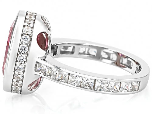 Bella Luce® 10.21ctw Pink And White Diamond Simulants Rhodium Over Sterling Silver Ring - Size 9