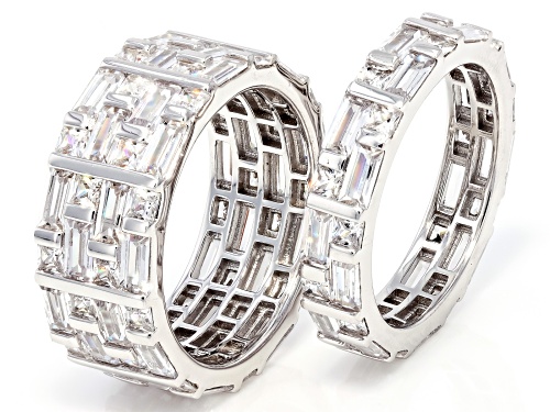 Bella Luce® 14.34ctw White Diamond Simulant Rhodium Over Sterling Silver Ring Set - Size 7
