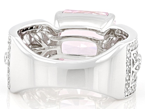 Bella Luce® 9.81ctw Pink & White Diamond Simulant Rhodium Over Sterling Silver Ice Flower Cut Ring - Size 9