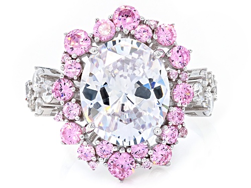 Bella Luce® 9.68ctw Pink and White Diamond Simulant Rhodium Over Sterling Silver Ring - Size 8