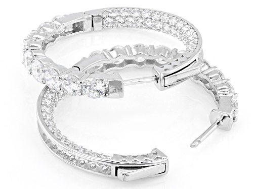 Bella Luce® 11.35ctw White Diamond Simulant Rhodium Over Sterling Silver Hoop Earrings