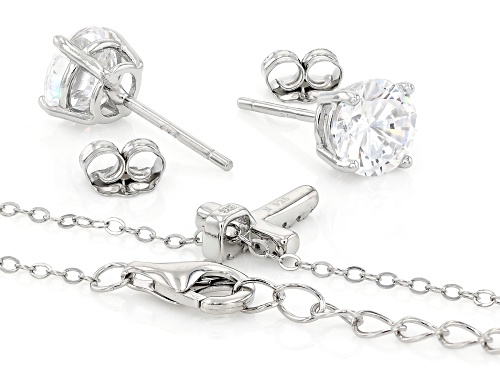 Bella Luce® 1.33ctw White Diamond Simulant Rhodium Over Silver Cross Pendant and Stud Boxed Set