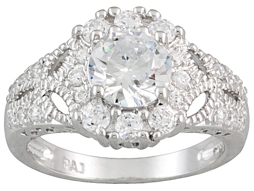 Bella Luce ® 3.65ctw Round And Baguette Rhodium Over Sterling Silver Ring With Guard - Size 10