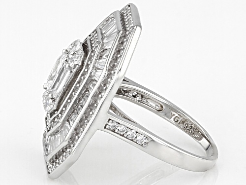 Bella Luce ® 2.99ctw White Diamond Simulant Rhodium Over Sterling Silver Ring (1.51ctw DEW) - Size 5