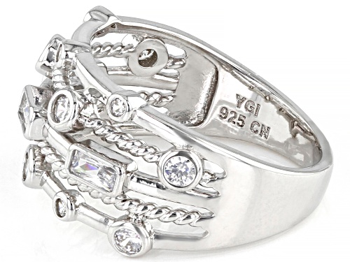 Bella Luce® 1.40ctw White Diamond Simulant Rhodium Over Sterling Silver Ring (0.80ctw DEW) - Size 7