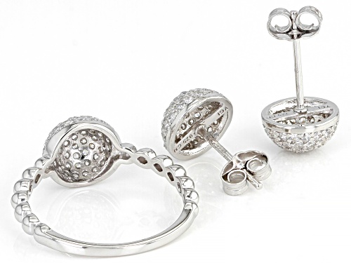 Bella Luce ® 2.11ctw White Diamond Simulant Rhodium Over Silver Ring And Earring Set (1.62ctw DEW)