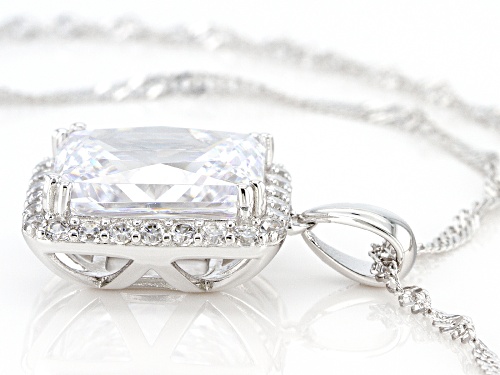 Bella Luce® 12.71ctw White Diamond Simulants Rhodium Over Silver Pendant W/Chain (6.39ctw DEW)