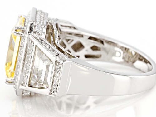 Bella Luce ® 6.08ctw Canary & White Diamond Simulants Rhodium Over Silver Ring (4.88ctw DEW) - Size 5