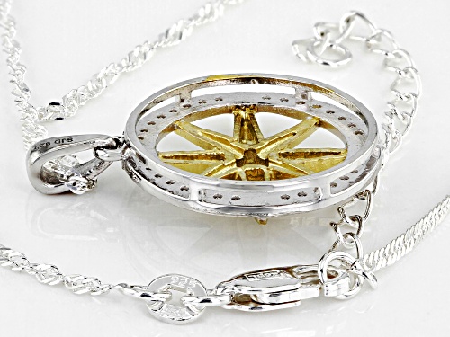 Bella Luce® .74ctw White Diamond Simulant Rhodium And 14k Yellow Gold Over Silver Pendant With Chain