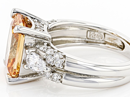 Bella Luce® 7.58ctw Champagne and White Diamond Simulants Rhodium Over Sterling Silver Ring - Size 10