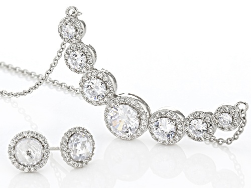 Bella Luce ® 8.55ctw White Diamond Simulant Rhodium Over Sterling Silver Jewelry Set (4.97ctw DEW)