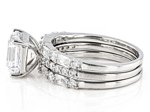 Bella Luce® 4.70ctw Platinum Over Silver Asscher Cut Ring With Bands Set (2.84ctw DEW) - Size 11