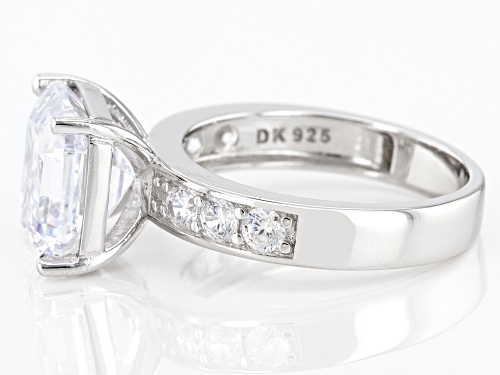 Bella Luce® 7.03ctw White Diamond Simulants Rhodium Over Silver Asccher Cut Ring (4.26ctw DEW) - Size 11