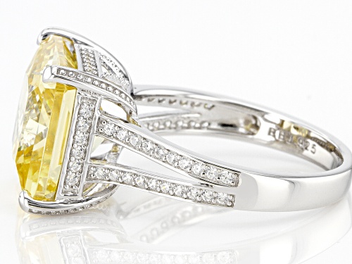 Bella Luce® 15.47ctw Canary and White Diamond Simulants Rhodium Over Silver Ring (9.37ctw DEW) - Size 6