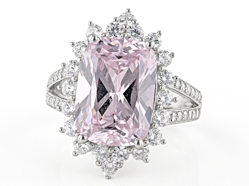 Bella Luce® 14.64ctw Pink and White Diamond Simulants Rhodium Over Silver Ring (9.52ctw DEW) - Size 7