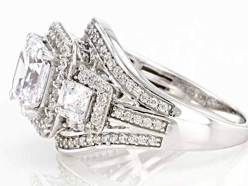 Bella Luce ® 6.52ctw White Diamond Simulant Platinum Over Silver Asscher Cut Ring (3.70ctw DEW) - Size 10
