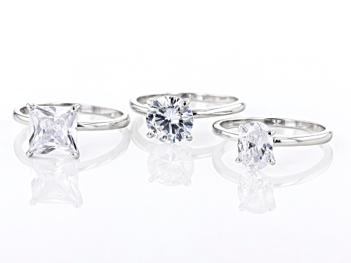 Bella Luce® 8.47ctw White Diamond Simulants Rhodium Over Sterling Silver Ring Set of 3 (5.13ctw DEW) - Size 12