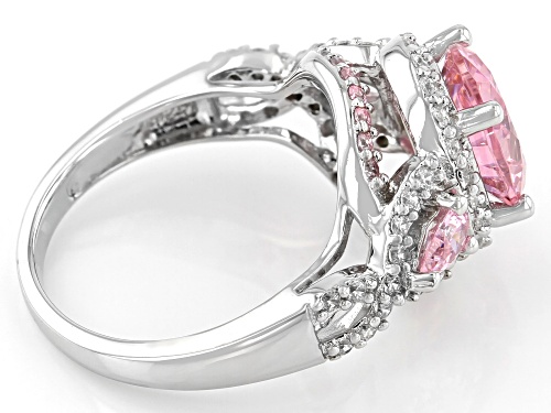 Bella Luce® 5.85ctw Pink And White Diamond Simulants Rhodium Over Sterling Silver Ring(3.54ctw DEW) - Size 8