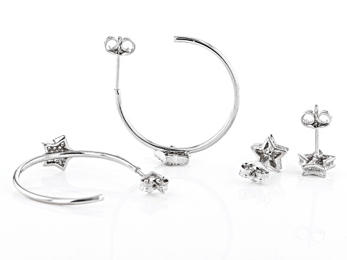 Bella Luce® 0.81ctw White Diamond Simulant Rhodium Over Sterling Silver Star Earring Set