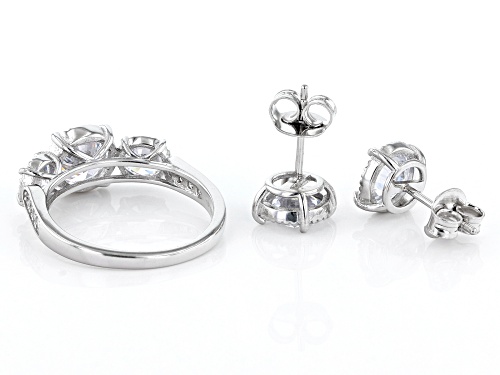 Bella Luce® 7.36ctw Rhodium Over Silver Ring and Earrings Set (4.46ctw DEW)