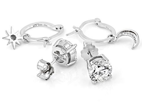 Bella Luce® 6.99ctw White Diamond Simulant Rhodium Over Sterling Silver Earring Set(4.23ctw DEW)