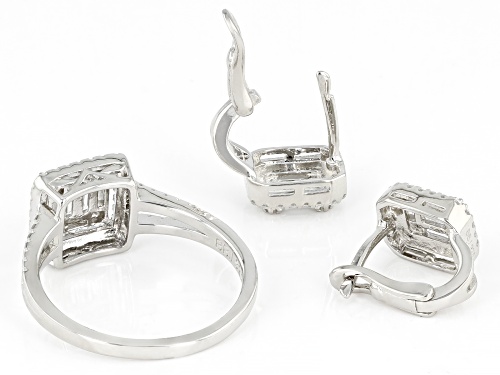 Bella Luce® 2.45ctw White Diamond Simulant Platinum Over Sterling Silver Ring And Earrings Set