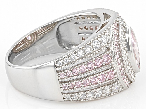 Bella Luce® 2.55ctw Pink And White Diamond Simulants Rhodium Over Silver Ring (1.54ctw DEW) - Size 7