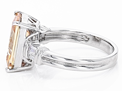 Bella Luce® 7.68ctw Champagne And White Diamond Simulants Rhodium Over Silver Ring - Size 7