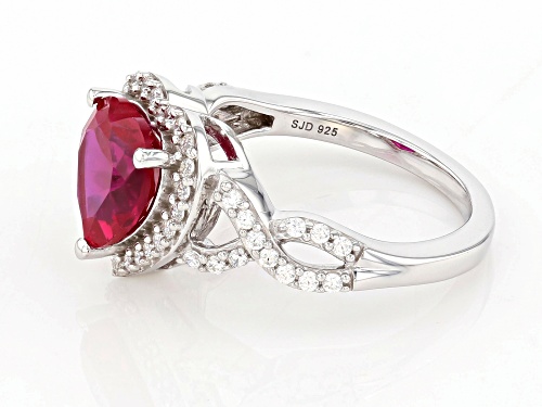 Bella Luce® 3.75ctw Lab Created Ruby And White Diamond Simulants Platinum Over Silver Heart Ring - Size 9
