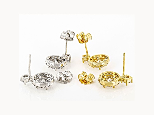 Bella Luce® 9.00ctw White Diamond Simulant Rhodium And Eterno™ Yellow Over Silver 2 Earring Set