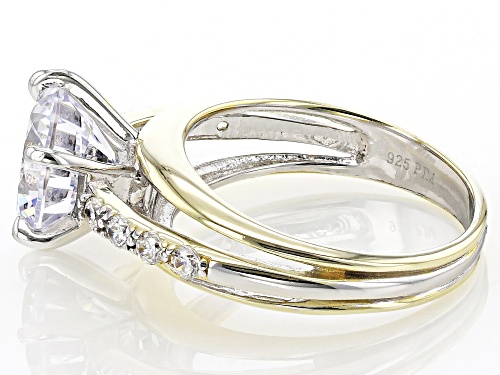 Bella Luce® 6.53ctw White Diamond Simulant Rhodium Over Sterling Silver And Eterno™ Yellow Ring - Size 10