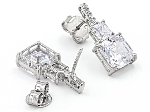 Bella Luce® 15.28ctw White Diamond Simulant Platinum Over Sterling Silver Asscher Cut Earrings