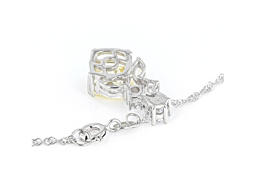 Bella Luce® 9.44ctw Canary And White Diamond Simulants Rhodium Over Silver Pendant With Chain