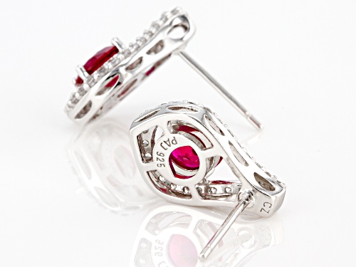 Bella Luce® 2.56ctw Lab Created Ruby And White Diamond Simulants Platinum Over Silver Earrings