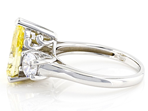 Bella Luce® 6.31ctw Canary And White Diamond Simulants Rhodium Over Sterling Silver Ring - Size 9