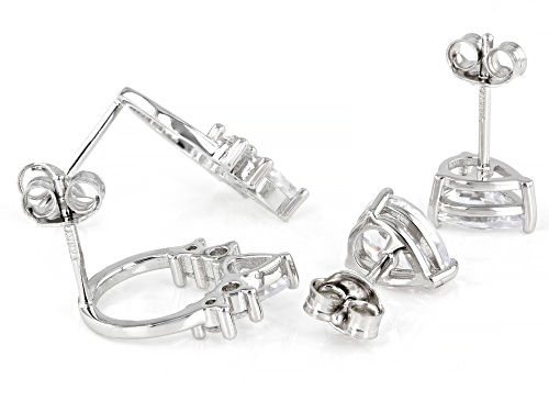 Bella Luce® 5.57ctw White Diamond Simulant Rhodium Over Sterling Silver Earring Set