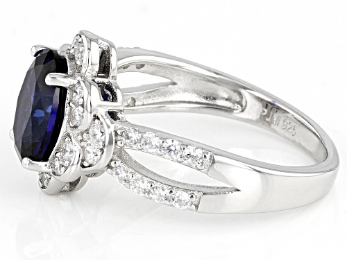 Bella Luce® 3.15ctw Lab Created Blue Sapphire And White Diamond Simulants Rhodium Over Silver Ring - Size 10
