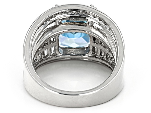 Bella Luce® 9.36ctw Blue And White Diamond Simulants Rhodium Over Sterling Silver Starry Cut Ring - Size 5