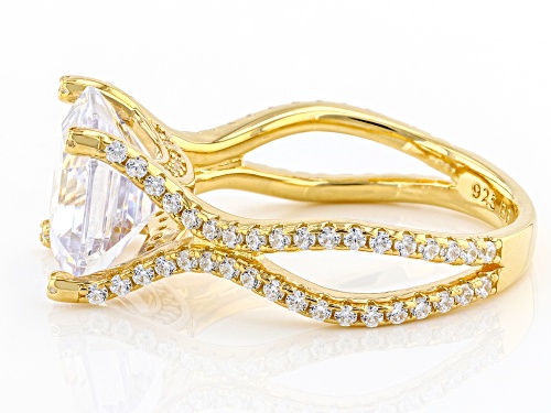 Bella Luce® 8.72ctw White Diamond Simulant Eterno™ Yellow Over Silver Asscher Cut Ring - Size 10