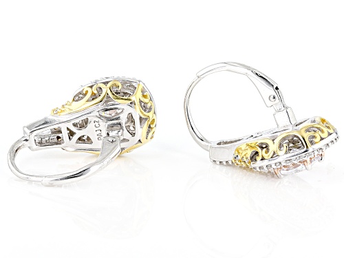 Bella Luce® 3.15ctw White Diamond Simulant Rhodium Over Silver And Eterno™ Yellow And Rose Earrings