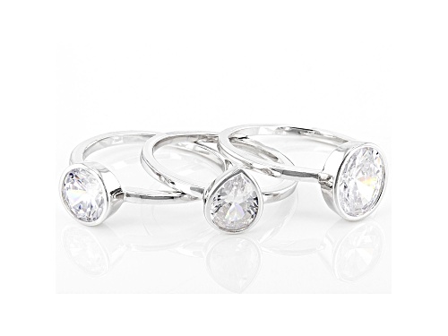 Bella Luce® 7.17ctw White Diamond Simulant Rhodium Over Sterling Silver Rings Set of 3 - Size 11