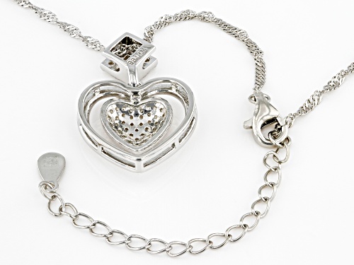 Bella Luce® 0.95ctw White Diamond Simulant Platinum Over Silver Heart Pendant(0.57ctw DEW)