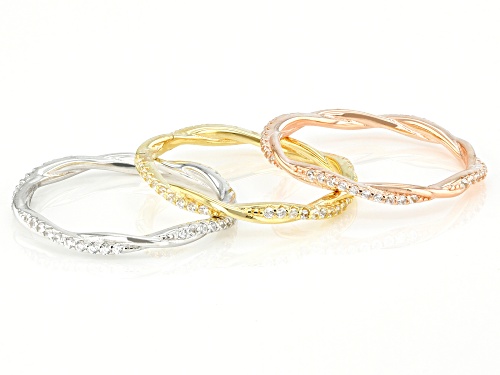 Bella Luce® 1.08ctw White Diamond Simulant Rhodium Over Silver And Eterno™ Yellow And Rose Ring Set - Size 6